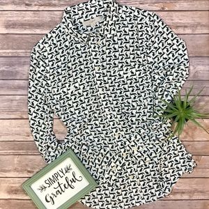 LOFT bunny print button up blouse